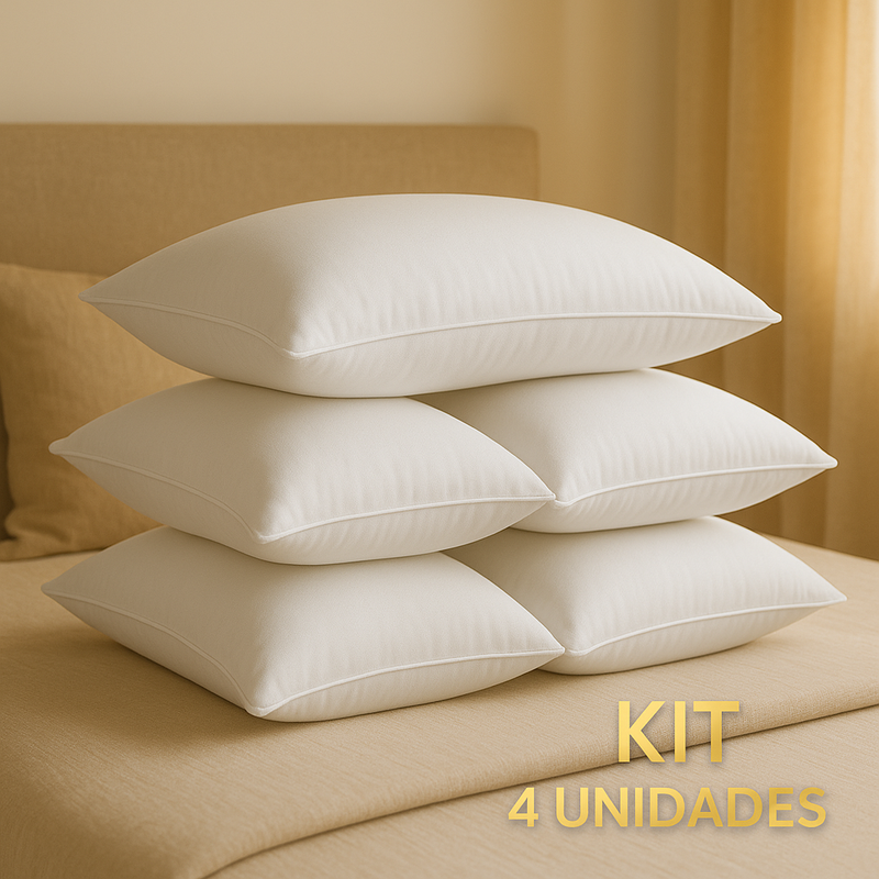 Kit 4 Travesseiros Pluma do Ganso – super macios e antialergicos